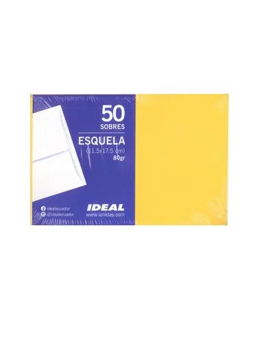 SOBRE IDEAL ESQUELA AMARILLO 80GR X 50