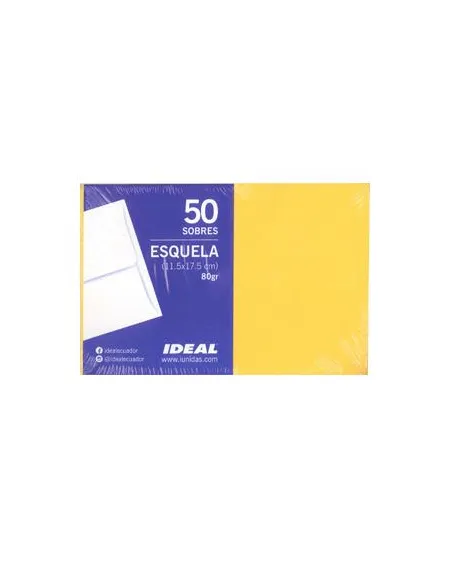 SOBRE IDEAL ESQUELA AMARILLO 80GR X 50