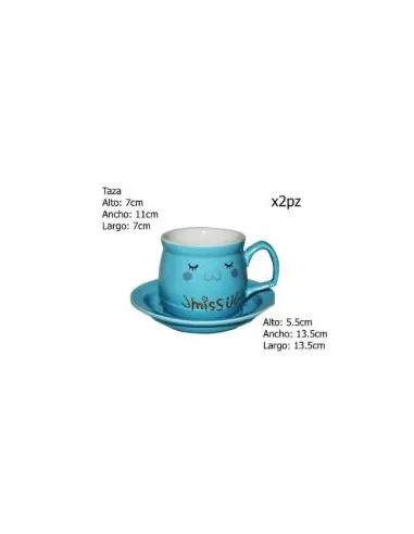 TAZA C/PLATO PORCELANA AZUL 300ML 818952