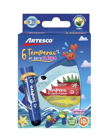 TEMPERA ARTESCO EN BARRA 10GR CLASICO X6 COL