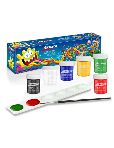 TEMPERA ARTESCO KIDS X 6 COLPINCELPALETA 20ML