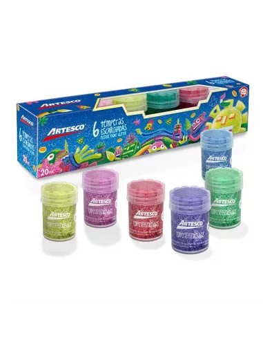 TEMPERA ARTESCO ESCARCHADA X 6 COLORES 20ML