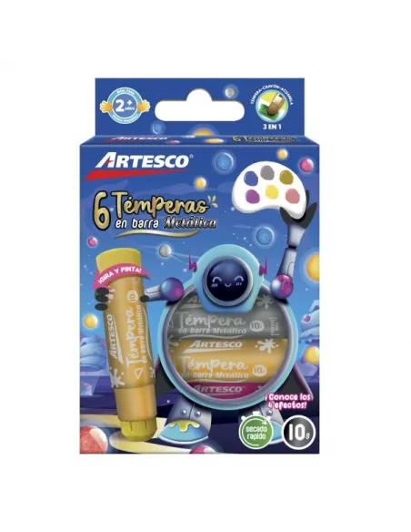 TEMPERA ARTESCO EN BARRA 10GR METALICOS 6COL