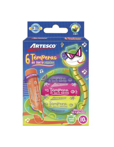 TEMPERA ARTESCO BARRA 10 GR NEON 6COL
