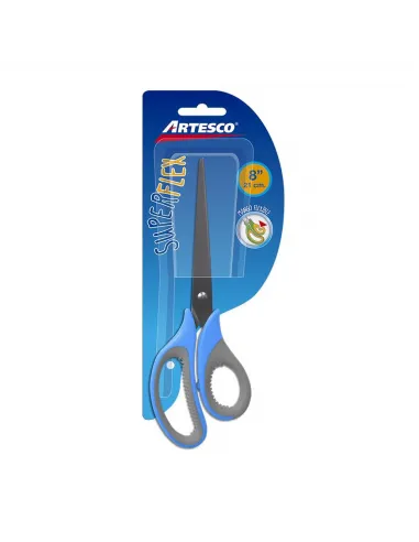 TIJERA ARTESCO SUPERFLEX OFICINA  8 PULG AZUL/GRIS/ROSADO