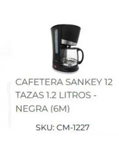CAFETERA SANKEY 12 TAZAS 1.2 LT NEGRA CM-1227