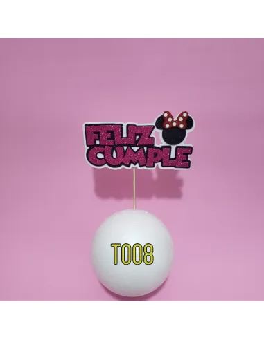 TOPPER FELIZ/CUMPLE MINNIE R. T008