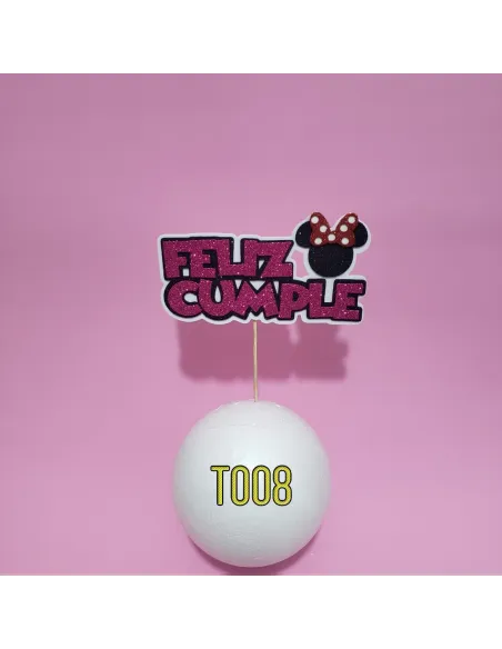 TOPPER FELIZ/CUMPLE MINNIE R. T008