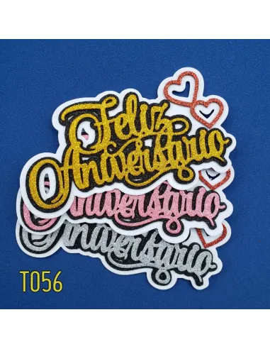 TOPPER FELIZ ANIVERSARIO/CORAZONES R. T056