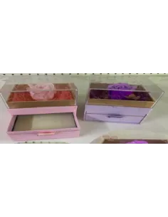 CAJA D/REGALO RA C/TAPA ACRILICA Y FLOR DE JABON 9.6X9CM LH976