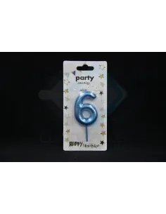 VELA CUMPLEAÑOS NUMERICA 6 AZUL EP81420827