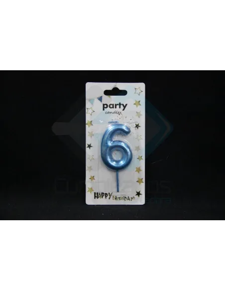VELA CUMPLEAÑOS NUMERICA 6 AZUL EP81420827