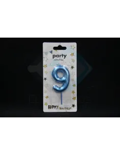 VELA CUMPLEAÑOS NUMERICA 9 AZUL EP81420827