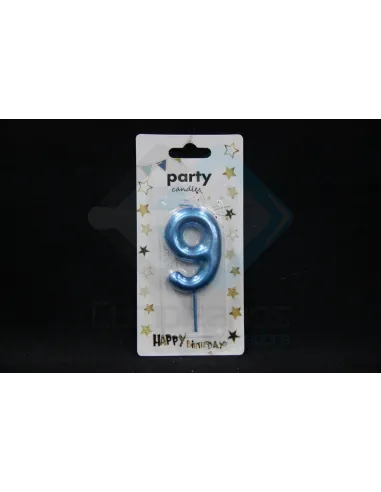 VELA CUMPLEAÑOS NUMERICA 9 AZUL EP81420827
