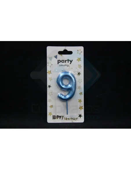 VELA CUMPLEAÑOS NUMERICA 9 AZUL EP81420827