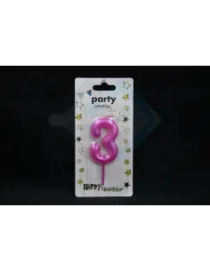 VELA CUMPLEAÑOS NUMERICA 3 FUCSIA 8676814208271
