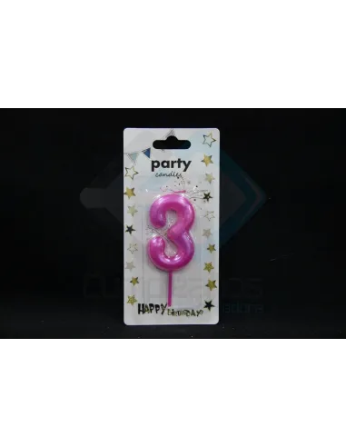 VELA CUMPLEAÑOS NUMERICA 3 FUCSIA 8676814208271