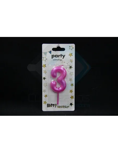 VELA CUMPLEAÑOS NUMERICA 3 FUCSIA 8676814208271