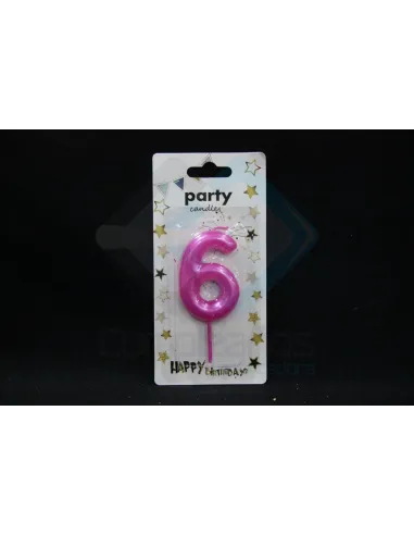 VELA CUMPLEAÑOS NUMERICA 6 FUCSIA 8679814208272