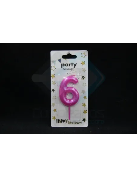 VELA CUMPLEAÑOS NUMERICA 6 FUCSIA 8679814208272