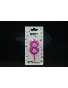 VELA CUMPLEAÑOS NUMERICA 8 FUCSIA 8681814208275