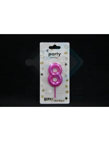 VELA CUMPLEAÑOS NUMERICA 8 FUCSIA 8681814208275
