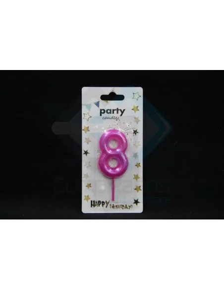 VELA CUMPLEAÑOS NUMERICA 8 FUCSIA 8681814208275