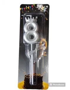 VELA CORONA PLATA 8 IC743-19