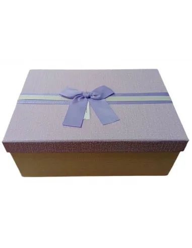 CAJA D/REGALO RA RECTANGULAR PEQ. BEIGE C/LILA 19X12CM