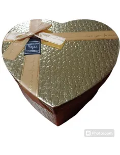 CAJA D/REGALO CORAZON DORADA GRANDE 21.5X19.5CM
