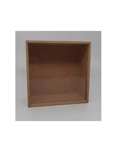 ALCANCIA DE MDF C/TAPA TRANSPARENTE 13X13CM PARA PERSONALIZAR